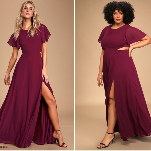 LULUS Elegant Wedding Bridesmaid Romantic Flowy Chic Flutter Sleeve Maxi Dress - Picture 1 of 5